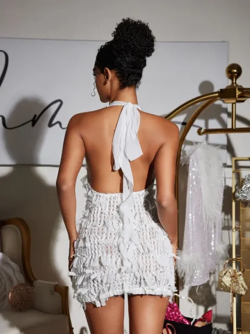 Dresses | Mini Dresses*Mew Mews Fashion Osanya Plunge Neck Fringe Mini Dress