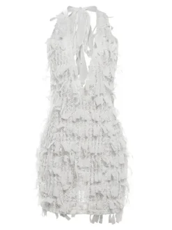 Dresses | Mini Dresses*Mew Mews Fashion Osanya Plunge Neck Fringe Mini Dress