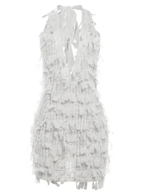 Dresses | Mini Dresses*Mew Mews Fashion Osanya Plunge Neck Fringe Mini Dress