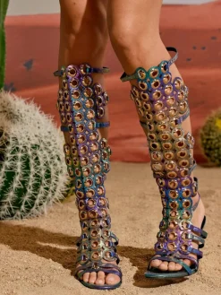 Shoes*Mew Mews Fashion Ostara Circle Cutout Boots