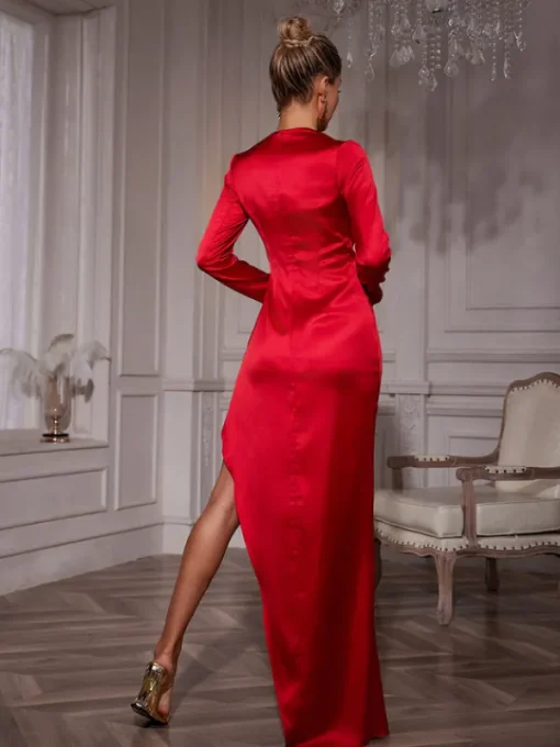 Dresses | Maxi Dresses*Mew Mews Fashion Ozuru Long Sleeve Flower Satin Dress