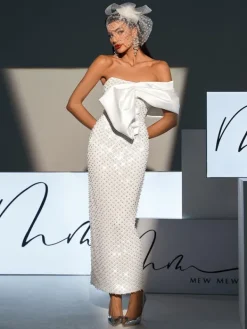 Dresses | Maxi Dresses*Mew Mews Fashion Ozzy Strapless Bow Pearl Embellished Maxi Dress