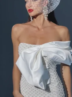 Dresses | Maxi Dresses*Mew Mews Fashion Ozzy Strapless Bow Pearl Embellished Maxi Dress