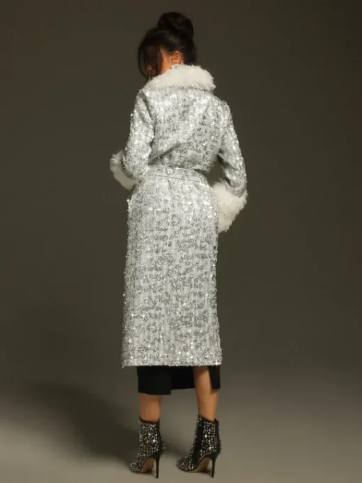 Coats & Jackets*Mew Mews Fashion Panue Faux Fur Collar Sequin Coat