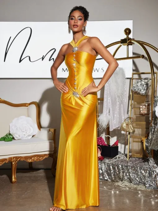 Dresses | Maxi Dresses*Mew Mews Fashion Panya Crystal Cutout Satin Maxi Dress