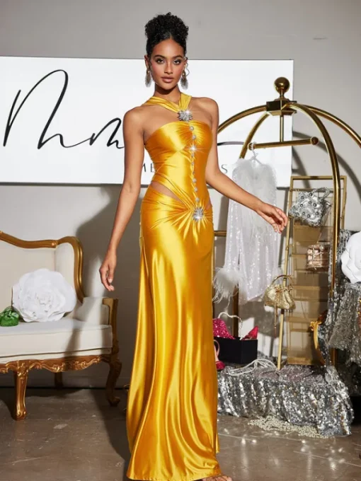 Dresses | Maxi Dresses*Mew Mews Fashion Panya Crystal Cutout Satin Maxi Dress