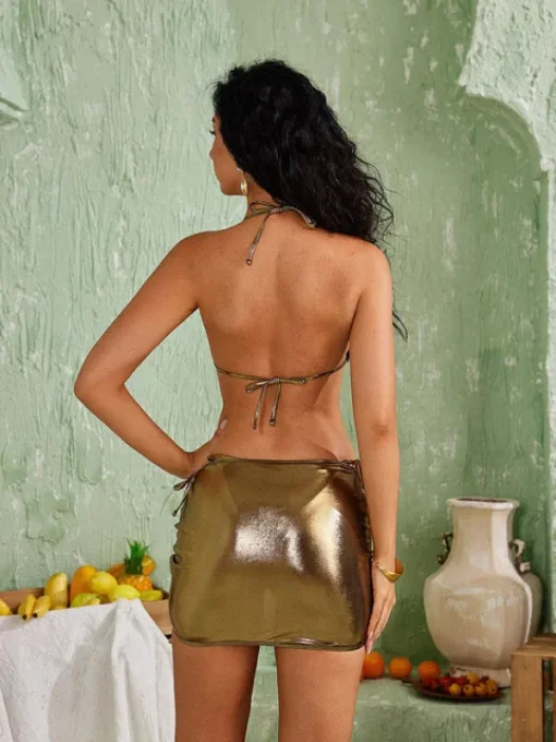 Bikini Sets | Swimwear*Mew Mews Fashion Parthena Twisted Metallic Bikini Three Piece Set
