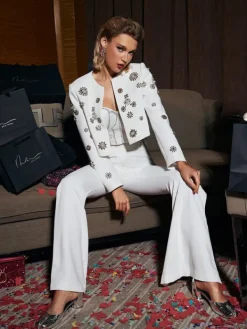 Blazers | Sets & Co-ords*Mew Mews Fashion Parvati Embellished Blazer Set In White
