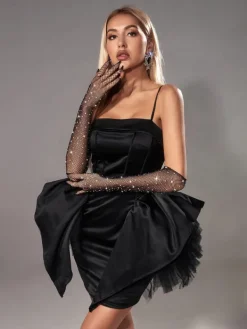 Gloves*Mew Mews Fashion Pauline Diamond Fishnet Gloves In Black