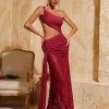 Dresses | Maxi Dresses*Mew Mews Fashion Phelia Cutout Lace Draped Maxi Dress In Wine