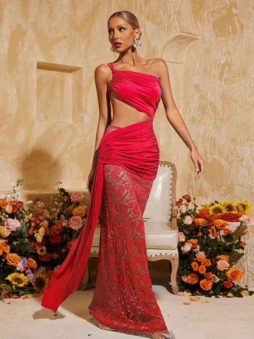 Dresses | Maxi Dresses*Mew Mews Fashion Phelia Cutout Lace Draped Maxi Dress In Red