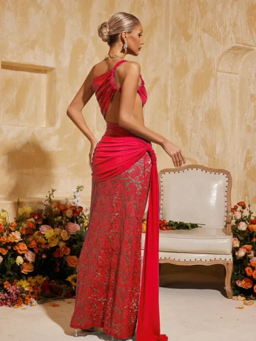 Dresses | Maxi Dresses*Mew Mews Fashion Phelia Cutout Lace Draped Maxi Dress In Red