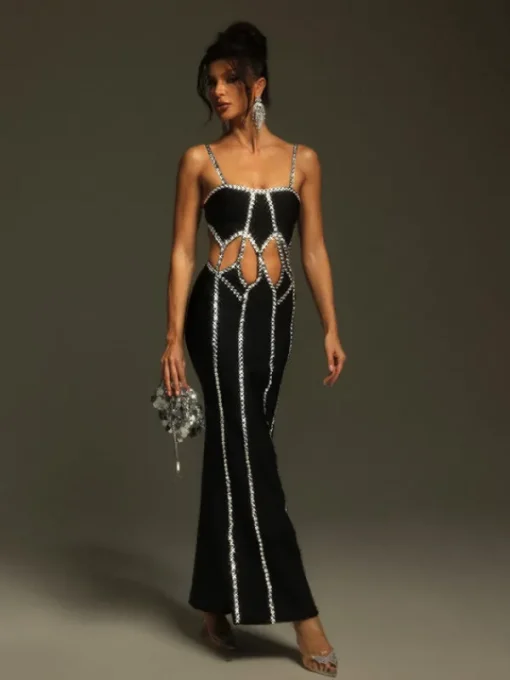 Dresses | Maxi Dresses*Bandage Pinedo Rhinestone Cutout Maxi Dress