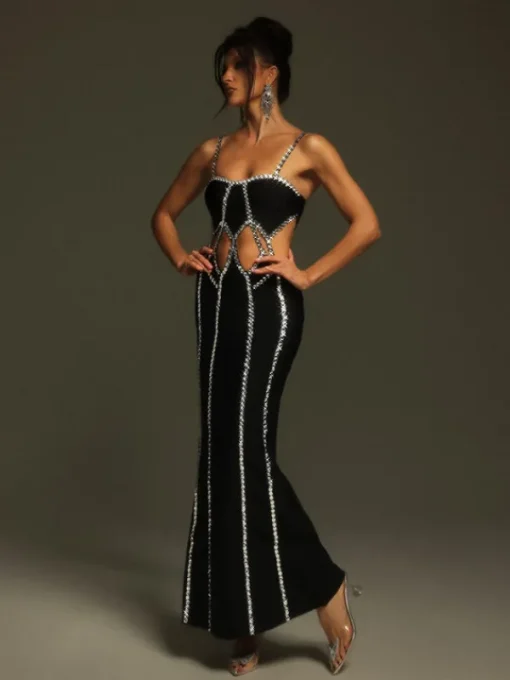 Dresses | Maxi Dresses*Bandage Pinedo Rhinestone Cutout Maxi Dress