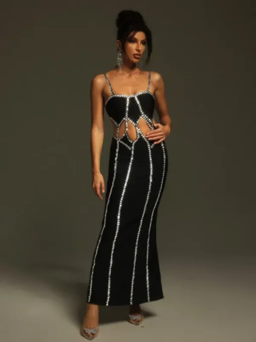 Dresses | Maxi Dresses*Bandage Pinedo Rhinestone Cutout Maxi Dress