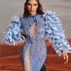 Embellishment | Dresses*Embellishment Platon Long Sleeve Feather Embellished Mini Dress