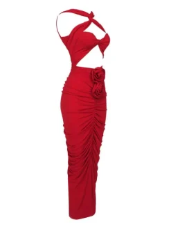 Dresses | Maxi Dresses*Mew Mews Fashion Pomeline Rose Bodycon Maxi Dress In Red