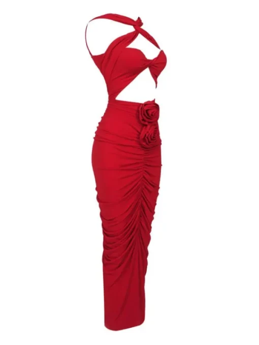 Dresses | Maxi Dresses*Mew Mews Fashion Pomeline Rose Bodycon Maxi Dress In Red