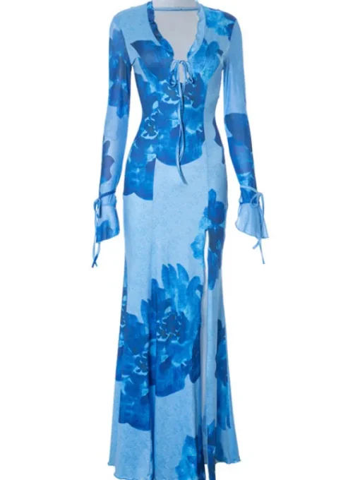 Dresses | Maxi Dresses*Mew Mews Fashion Pyxaris V Neck Split Floral Maxi Dress
