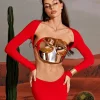 Armor Tops | Tops*Mew Mews Fashion O/S Quill Halterneck Armor Top In Rose Gold