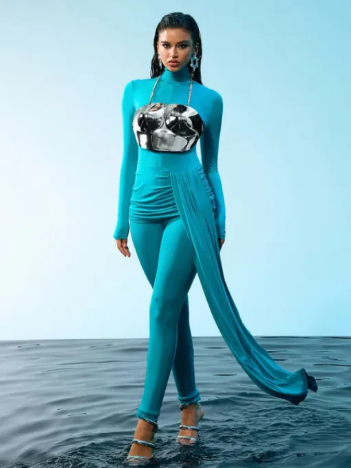 Armor Tops | Tops*Mew Mews Fashion O/S Quill Halterneck Armor Top In Silver