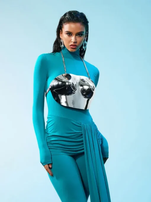 Armor Tops | Tops*Mew Mews Fashion O/S Quill Halterneck Armor Top In Silver