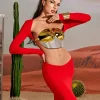Armor Tops | Tops*Mew Mews Fashion O/S Quill Rhinestone Armor Top In Gold