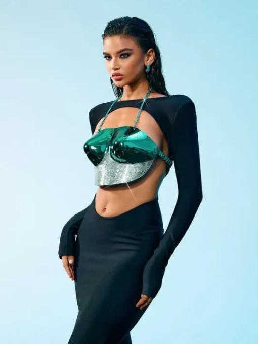 Armor Tops | Tops*Mew Mews Fashion O/S Quill Rhinestone Armor Top In Blue