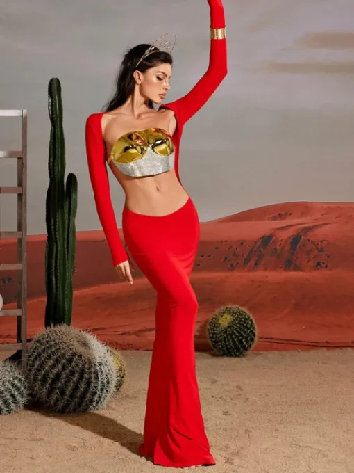 Armor Tops | Tops*Mew Mews Fashion O/S Quill Rhinestone Armor Top In Gold