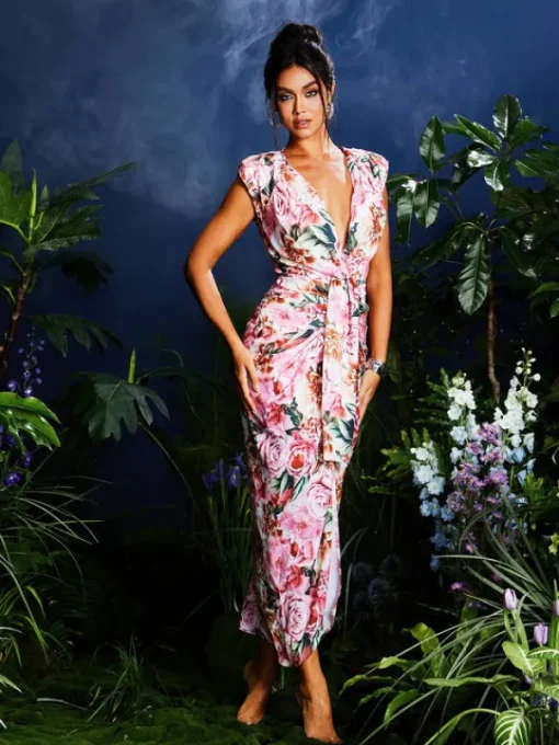 Dresses | Midi Dresses*Mew Mews Fashion Quinta V Neck Floral Printed Midi Dress