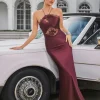 Dresses | Maxi Dresses*Mew Mews Fashion Quivara Halterneck Trimmed Satin Maxi Dress