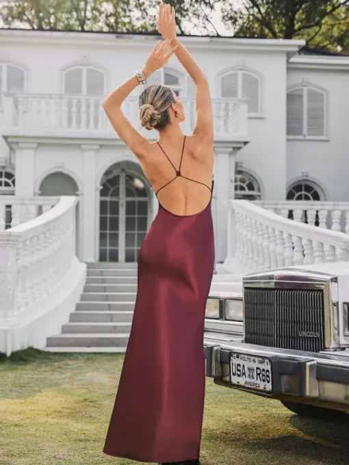 Dresses | Maxi Dresses*Mew Mews Fashion Quivara Halterneck Trimmed Satin Maxi Dress