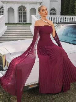 Dresses | Maxi Dresses*Mew Mews Fashion Qyressa Off Shoulder Pleated Maxi Dress