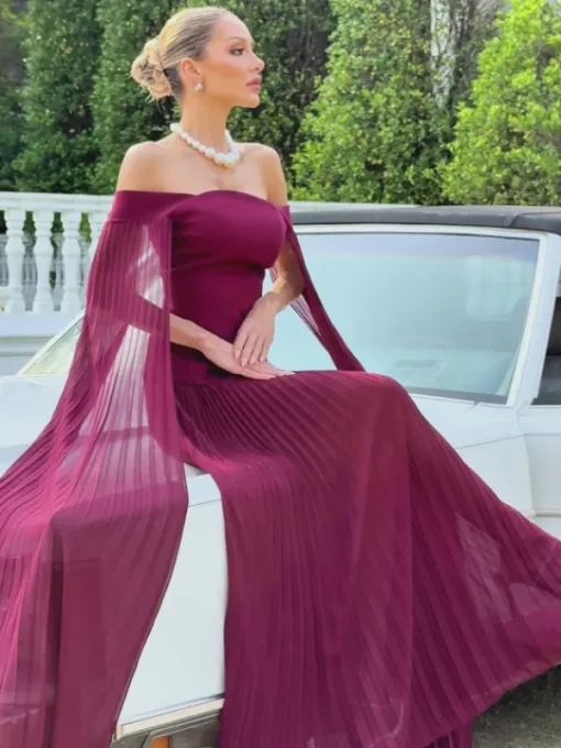 Dresses | Maxi Dresses*Mew Mews Fashion Qyressa Off Shoulder Pleated Maxi Dress