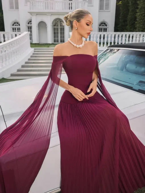 Dresses | Maxi Dresses*Mew Mews Fashion Qyressa Off Shoulder Pleated Maxi Dress