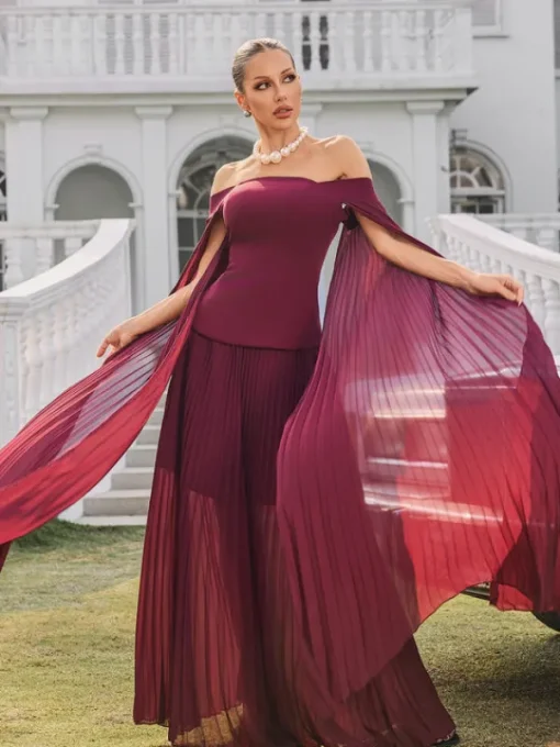 Dresses | Maxi Dresses*Mew Mews Fashion Qyressa Off Shoulder Pleated Maxi Dress