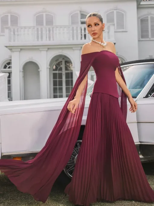 Dresses | Maxi Dresses*Mew Mews Fashion Qyressa Off Shoulder Pleated Maxi Dress