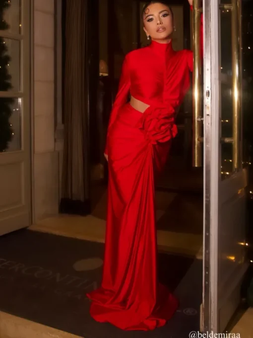 Dresses*Mew Mews Fashion Renwick Long Sleeve Flower Cutout Maxi Dress In Red