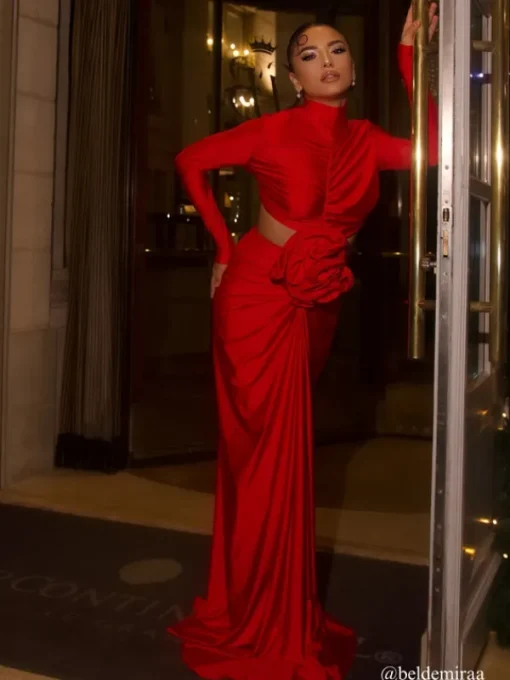 Dresses*Mew Mews Fashion Renwick Long Sleeve Flower Cutout Maxi Dress In Red