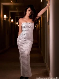 Dresses*Bandage Ridley Rhinestone Maxi Dress In White