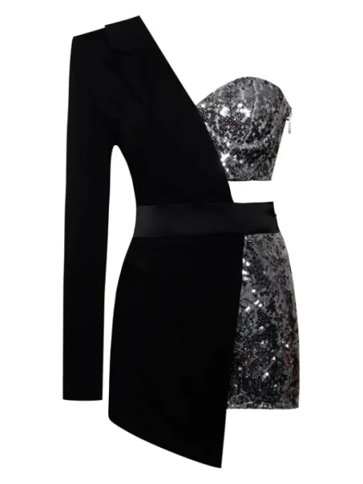 Blazers | Jumpsuits & Romper*Mew Mews Fashion River Sequin One Sleeve Blazer Romper