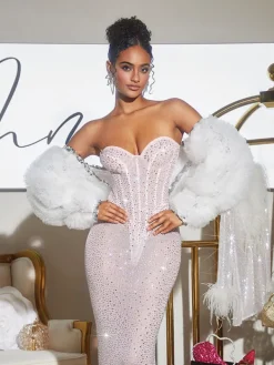 Embellishment | Dresses*Embellishment Roanya Strapless Rhinestone Corset Maxi Dress