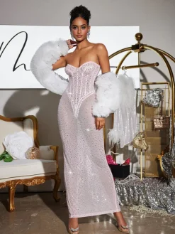 Embellishment | Dresses*Embellishment Roanya Strapless Rhinestone Corset Maxi Dress