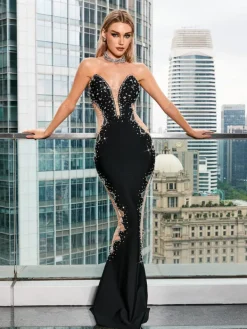 Dresses*Bandage Rollo Strapless Crystal Dress