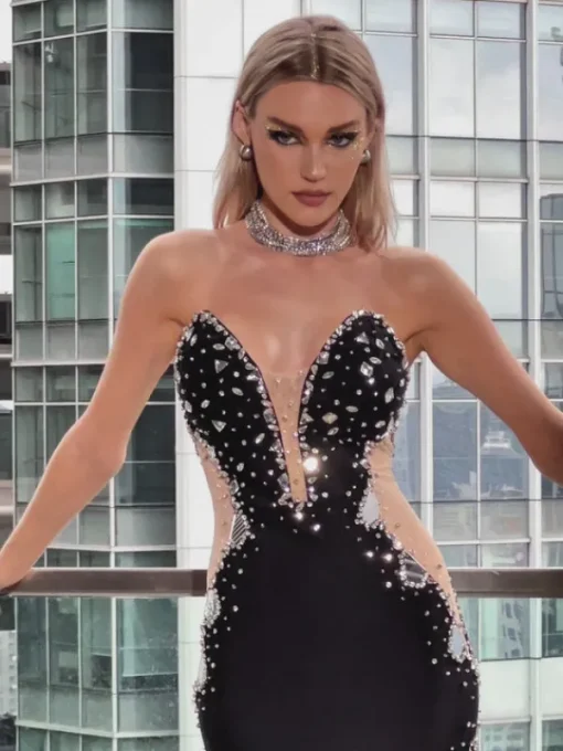Dresses*Bandage Rollo Strapless Crystal Dress
