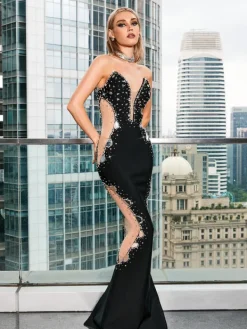 Dresses*Bandage Rollo Strapless Crystal Dress