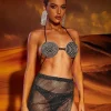 Swimwear*Mew Mews Fashion Rooney Spiral Crystal Bustier Top In Black