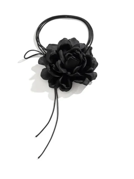 Necklaces*Mew Mews Fashion Rosie Black Flower Mesh Choker