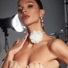 Necklaces*Mew Mews Fashion Rosie White Flower Mesh Choker