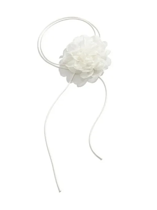 Necklaces*Mew Mews Fashion Rosie White Flower Mesh Choker